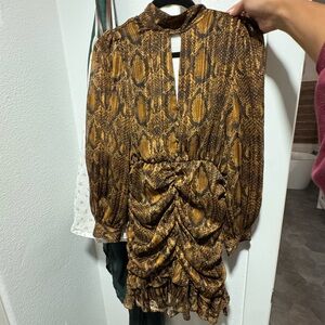 Brown Snake Print Dress